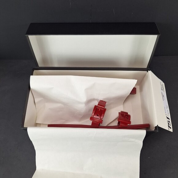 Gucci Rubber Buckle Chain Slide Sandals Womens Size 40 Hibiscus Red - Picture 13 of 14